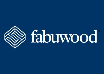 A blue and white logo of fabuwood